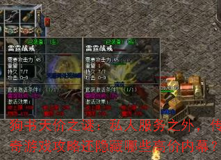 狗书天价之谜:私人服务之外,传奇游戏攻略还隐藏哪些高价内幕? 狗书天价之谜:私人服务之外,传奇游戏攻略还隐藏哪些高价内幕?