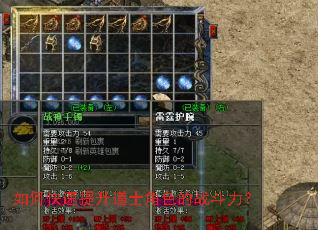 如何快速提升道士角色的战斗力? 如何快速提升道士角色的战斗力?