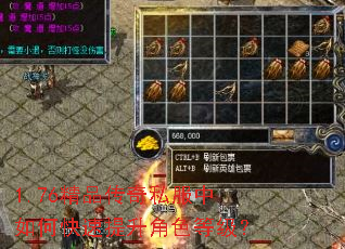 1.76精品传奇私服中如何快速提升角色等级? 1.76精品传奇私服中如何快速提升角色等级?
